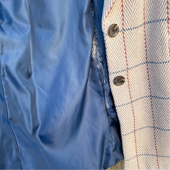 SAM EDELMAN Coat Womens Sz 4 Beige Wool Plaid Single Breasted Walker Pea Jacket - Picture 10 of 15